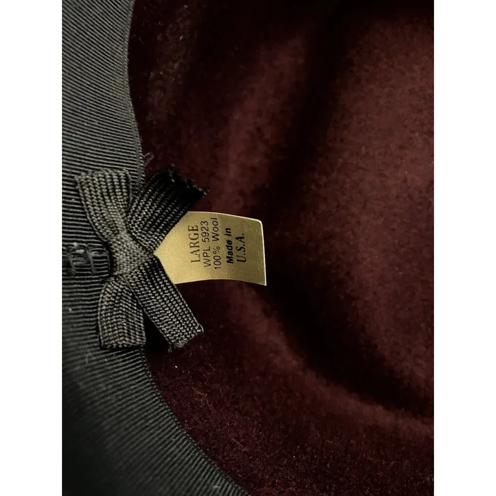 Vintage Banana Republic Safari Co 100% Wool Wide Brim Hat Burgundy Size L USA